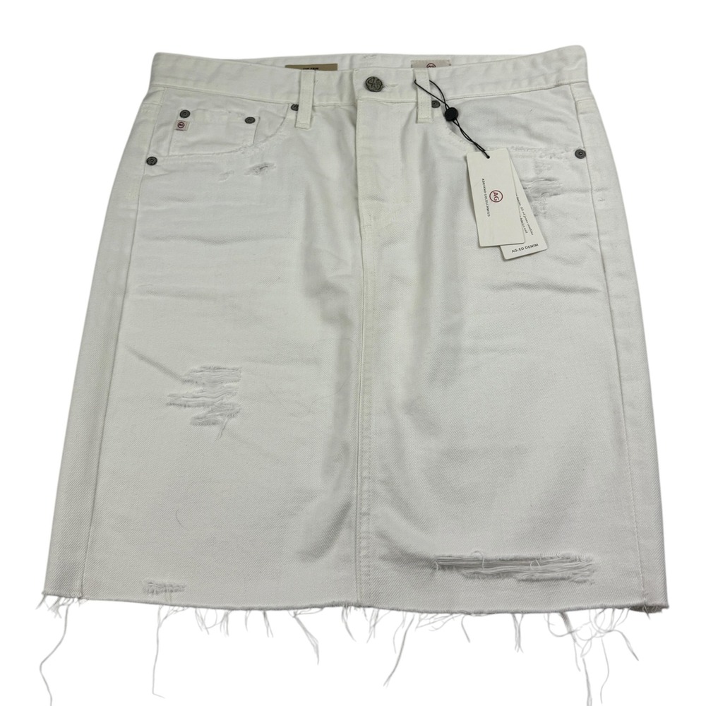 AG Adriano Goldschmied The Erin White Denim Pencil Skirt Distressed Size 29 NEW